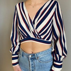 Solaris Style Red, Cream, & Blue Blouse